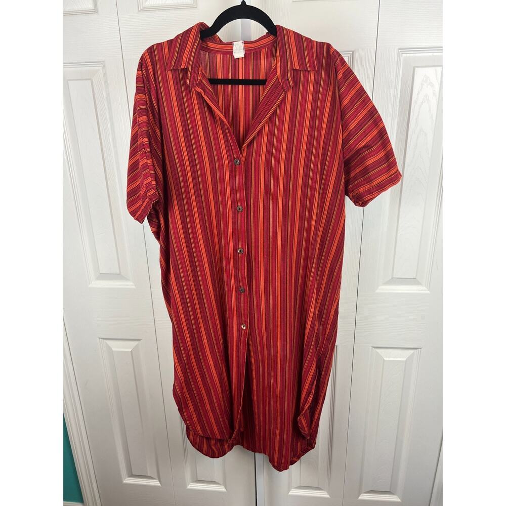 Boho Cotton Tunic Dress Nepal Striped Festival Lagenlook OS - Picture 4 of 9